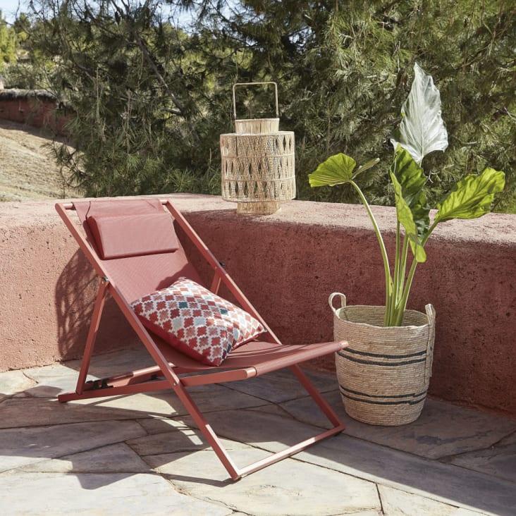Maisons du Monde Split - Tumbona de acero y tela plastificada terracota En oferta