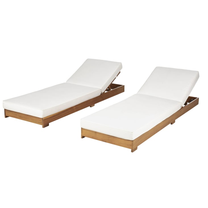 Maisons du Monde Tossa - Tumbona doble de madera de acacia y tejido de poliéster reciclado color crudo Oferta exclusiva