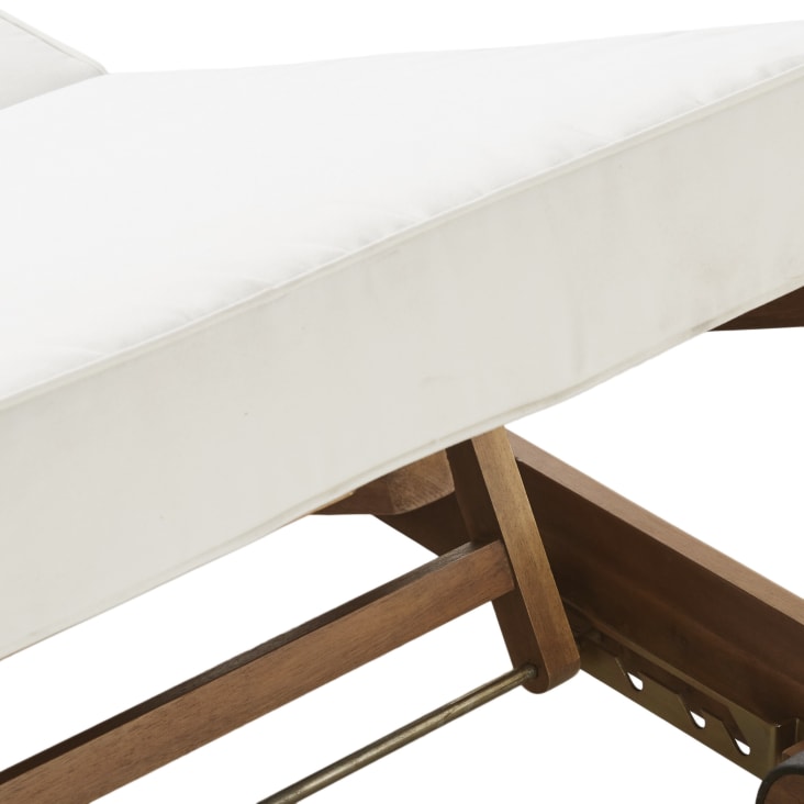 Maisons du Monde Tossa - Tumbona con ruedas de madera maciza de acacia y cojines crudos de poliéster reciclado Descuento por venta flash