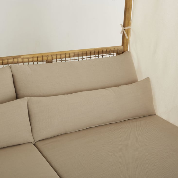 Maisons du Monde Maupiti - Cama con dosel de exterior de resina trenzada y tela marrón claro Grandes ahorros