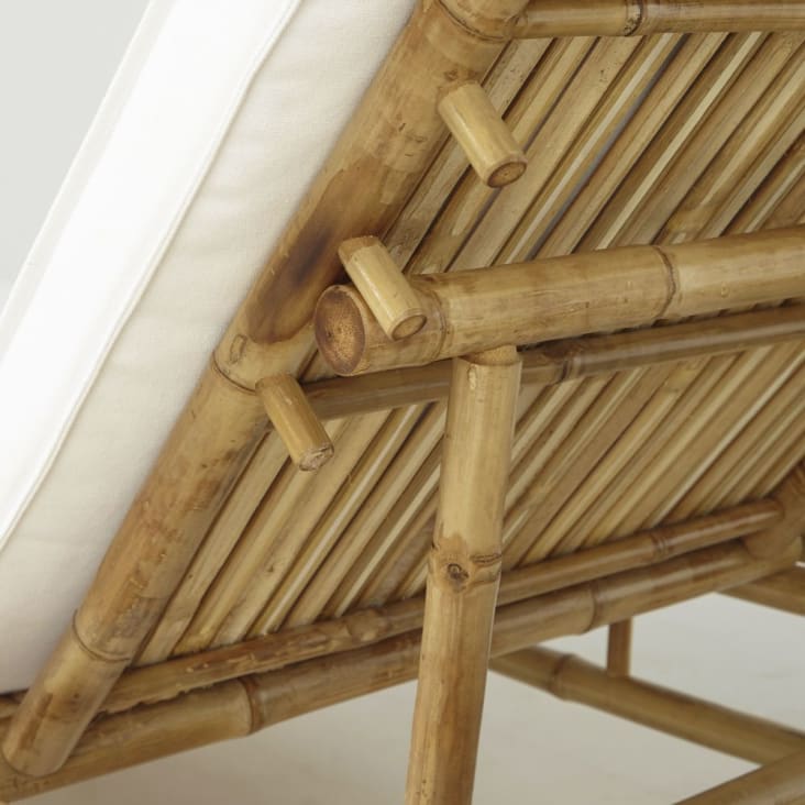 Maisons du Monde Robinson - Tumbona de bambú con tela color crudo Rebajas de fin de temporada