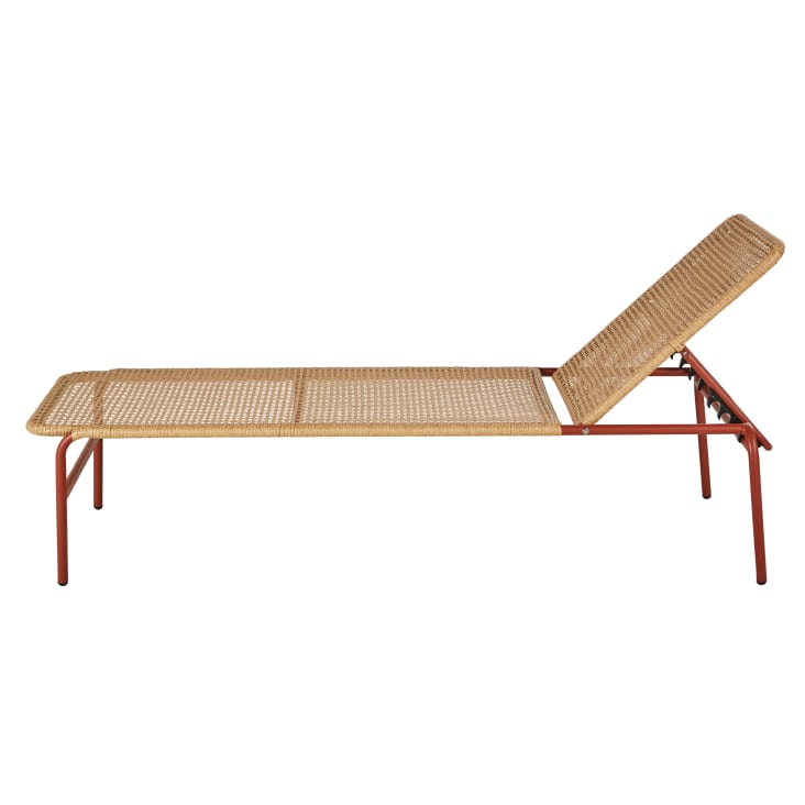 Maisons du Monde Lee Business - Tumbona para hoteles de acero terracota y resina reciclada beige Precio ultrabajo