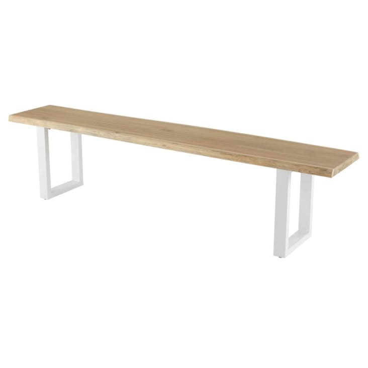Maisons du Monde Pianosa - Banco de jardín de acacia maciza y acero blanco Devoluciones gratuitas