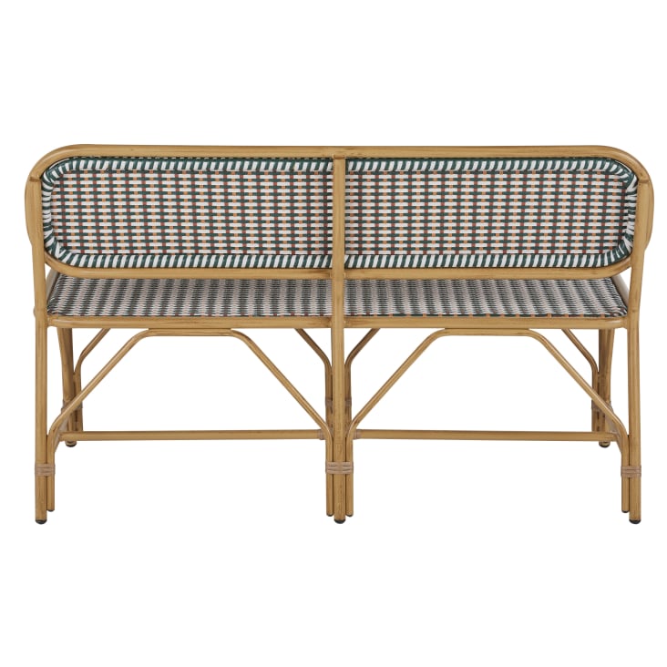 Maisons du Monde Choppy Business - Banco de comedor de exterior profesional de aluminio efecto madera y resina trenzada multicolor Outlet