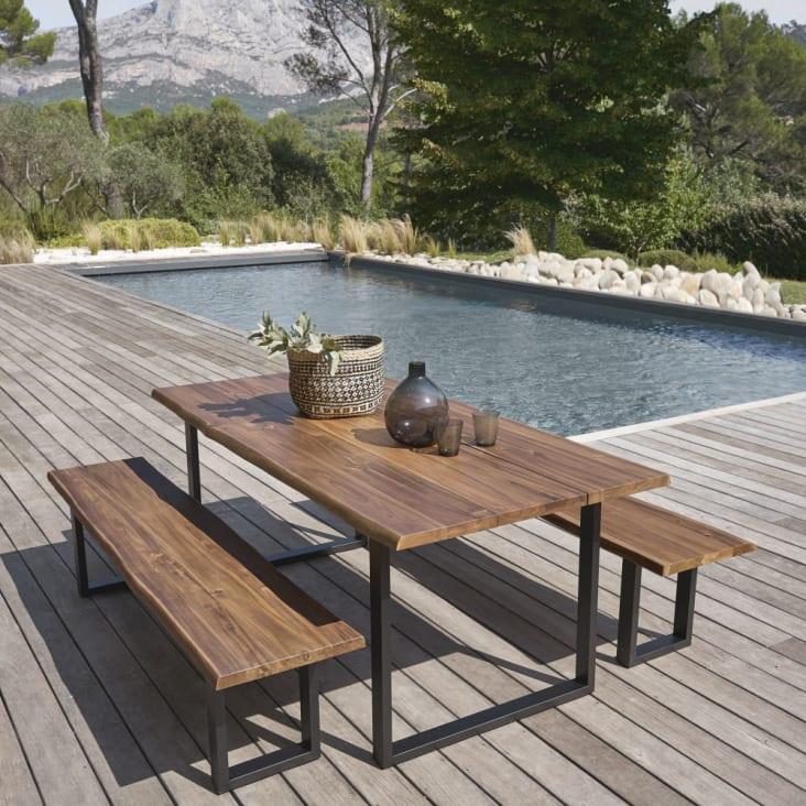 Maisons du Monde Pianosa - Banco de jardín de acero macizo y acero negro Outlet online