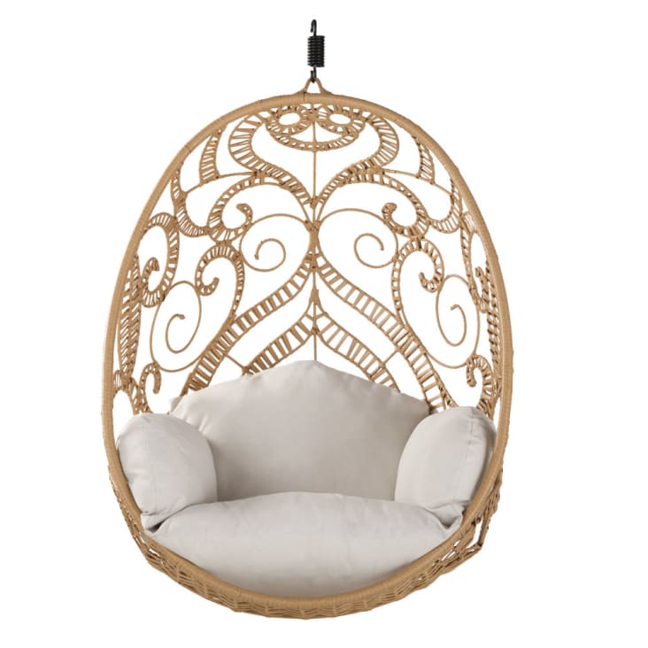 Maisons du Monde Boayana - Sillón colgante de jardín de resina que imita al ratán cojín crudo Ofertas