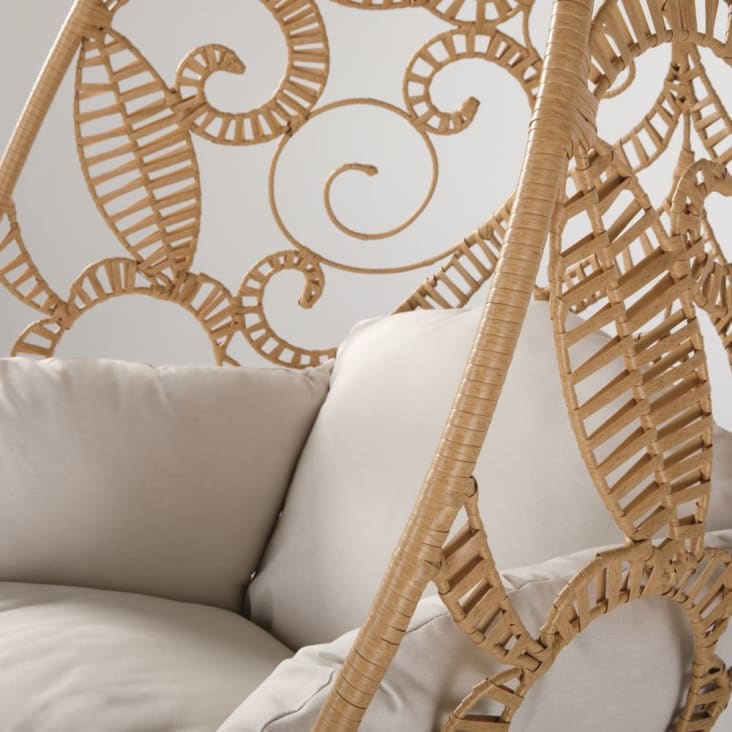 Maisons du Monde Boayana - Sillón colgante de jardín de resina que imita al ratán cojín crudo Ofertas