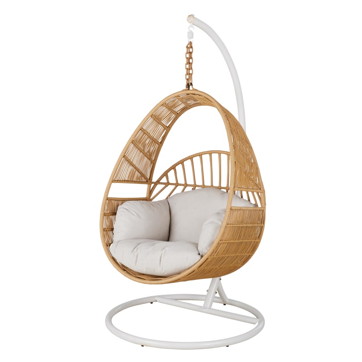 Maisons du Monde Cerese - Sillón colgante exterior de resina efecto ratán con cojín crudo En oferta