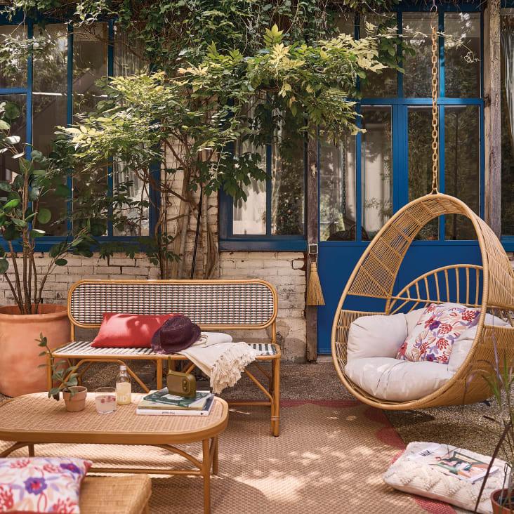 Maisons du Monde Cerese - Sillón colgante exterior de resina efecto ratán con cojín crudo En oferta