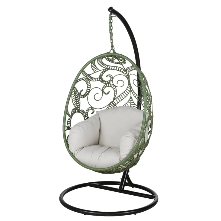 Maisons du Monde Boayana - Sillón colgante exterior de resina verde con cojín crudo Gran oferta