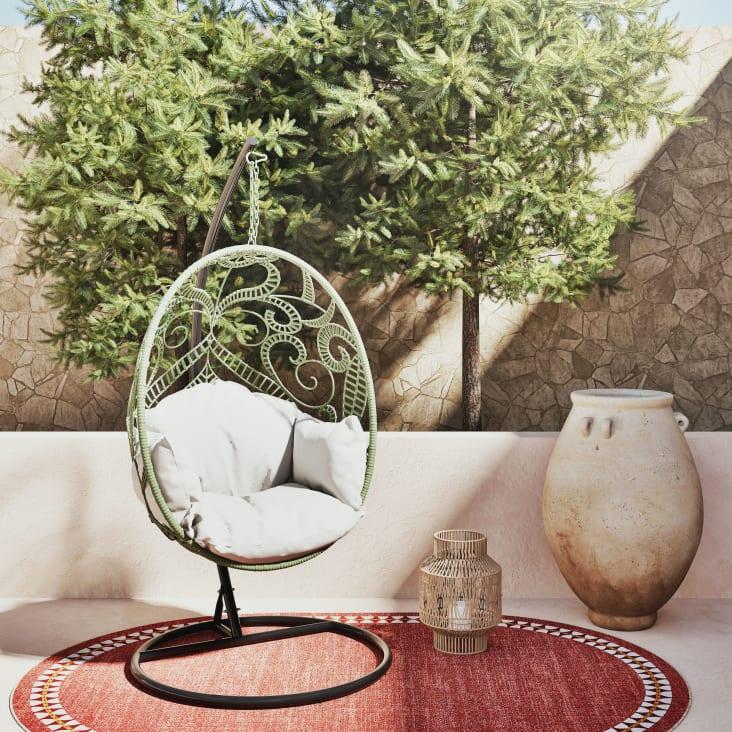 Maisons du Monde Boayana - Sillón colgante exterior de resina verde con cojín crudo Gran oferta