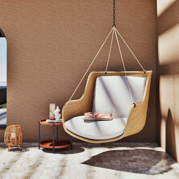 Maisons du Monde Malva - Sillón colgante de exterior de resina y cojín blanco Rebajas de fábrica