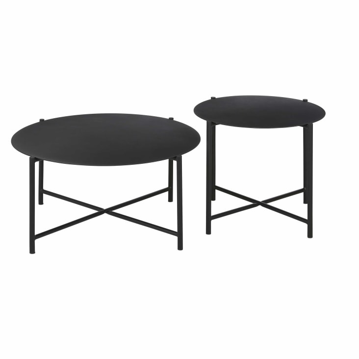 Maisons du Monde Calum - Mesa baja redonda de exterior de acero negro D. 54 Liquidación