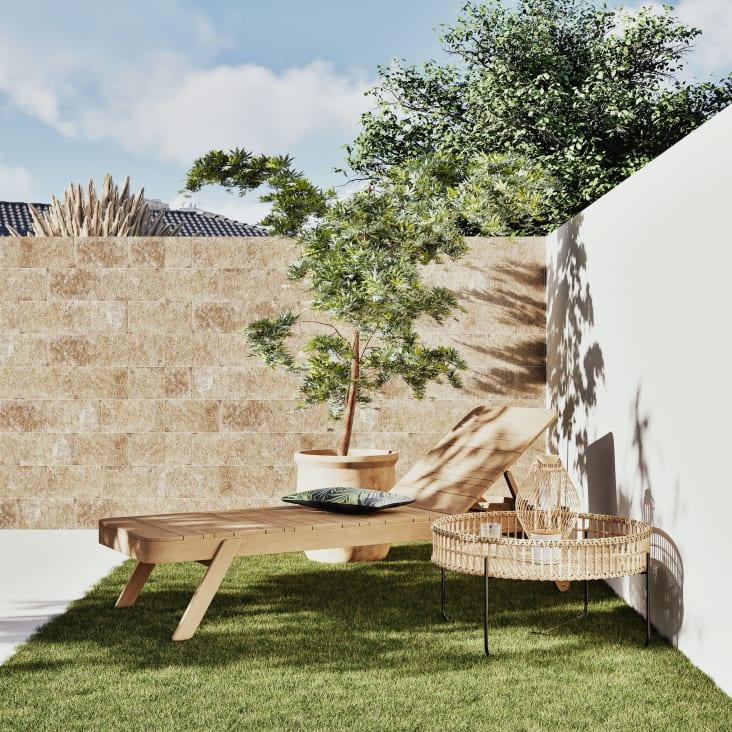 Maisons du Monde Tanglao - Mesa baja redonda de jardín de resina imitación a mimbre Promoción por tiempo limitado