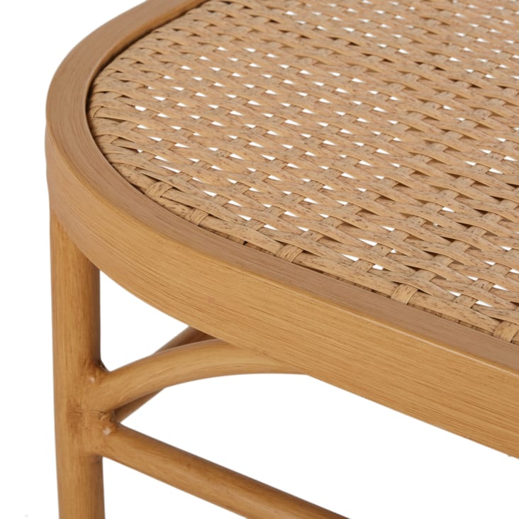 Maisons du Monde Luzara - Mesa baja de exterior de aluminio beige y resina trenzada efecto ratán Solo hoy