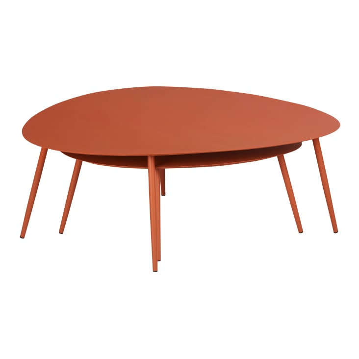 Maisons du Monde Lumpa - Set de 2 mesas de jardín apilables de acero color terracota Promoción trimestral