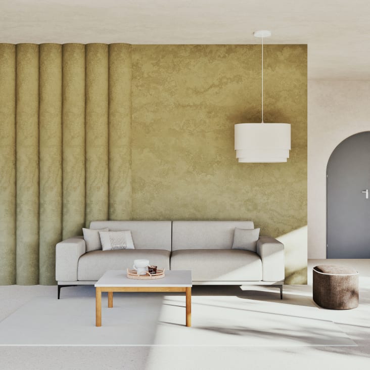 Maisons du Monde Ternino - Mesa baja de exterior de compuesto efecto mármol blanco y madera de acacia Grandes descuentos