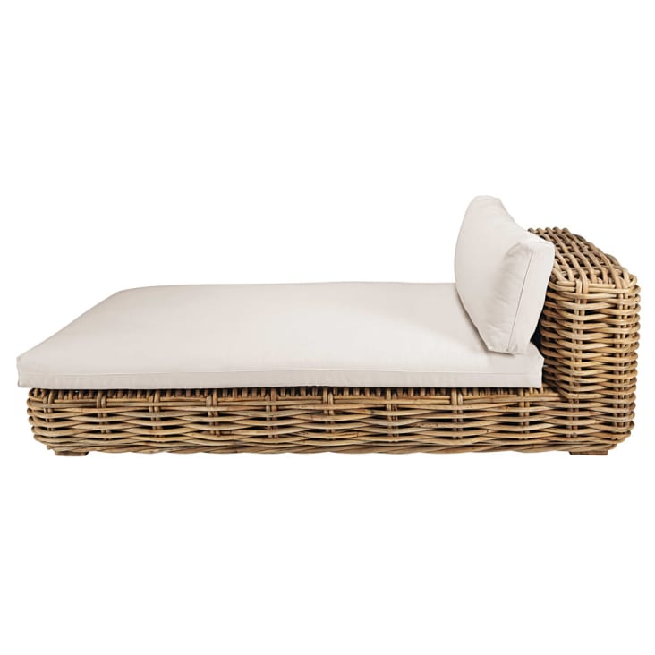 Maisons du Monde St Tropez - Chaise longue para sofá de jardín modular de mimbre y cojines crudo Ahorra y exporta