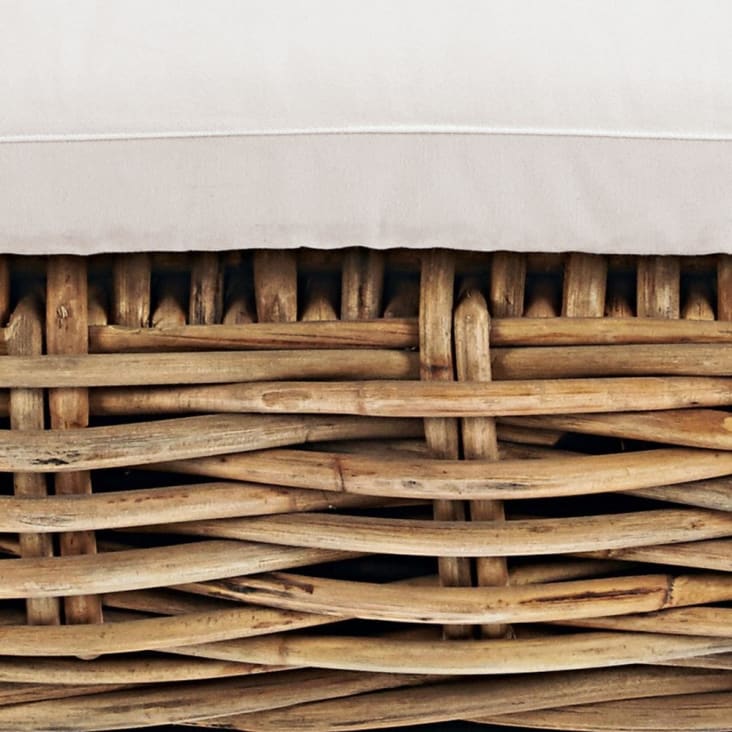 Maisons du Monde St Tropez - Chaise longue para sofá de jardín modular de mimbre y cojines crudo Ahorra y exporta