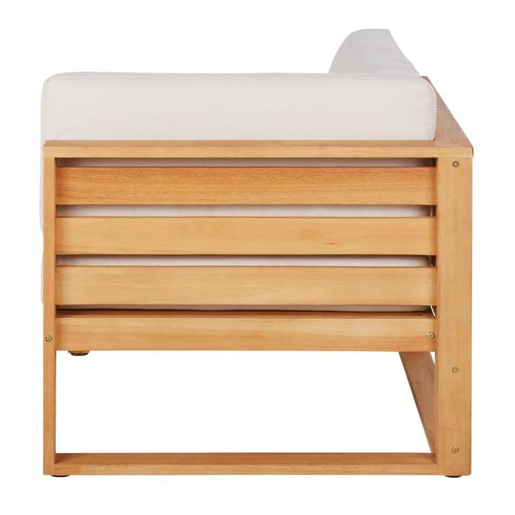 Maisons du Monde Livio - Módulo esquinero para sofá de exterior modulable de madera de eucalipto y poliéster reciclado color crudo En oferta