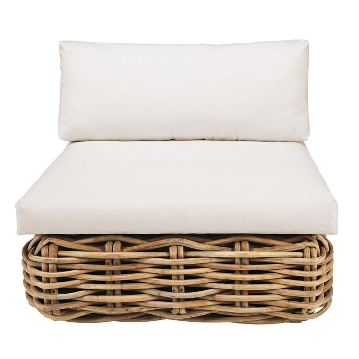 Maisons du Monde St Tropez - Módulo de jardín de mimbre y cojines crudo Oferta exclusiva