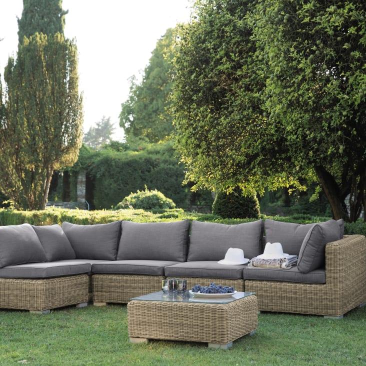 Maisons du Monde St Raphaël - Esquina de sofá de jardín de resina trenzada reciclada Última moda