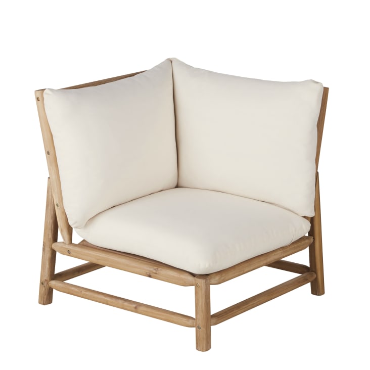 Maisons du Monde Negara - Esquina modular para sofá de jardín en madera de acacia con cojines en crudo Descuento por venta flash