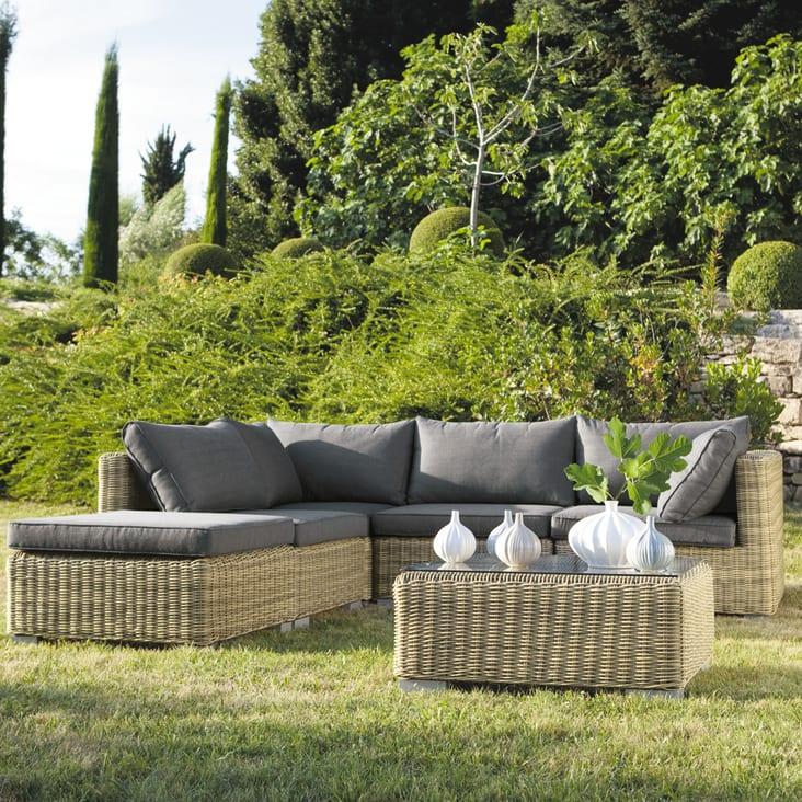 Maisons du Monde St Raphaël - Módulo sin brazos de jardín de resina trenzada reciclada Ofertas de temporada