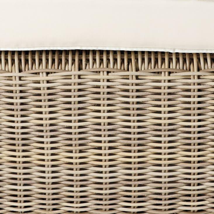 Maisons du Monde Sardaigne - Ángulo para sofá modular de jardín de resina reciclada tejida de color beige y cojines de poliéster reciclado crudo Rebajas de fin de temporada