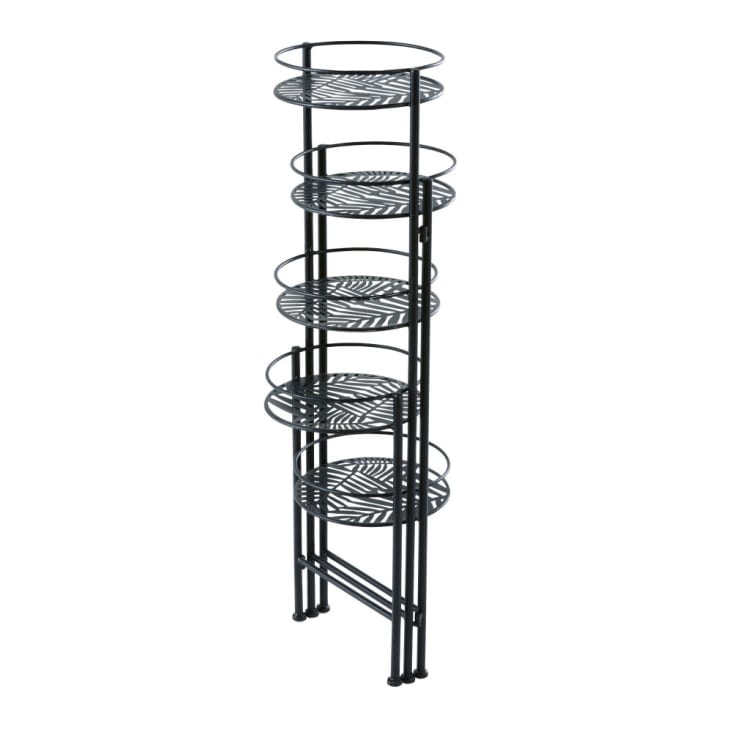 Maisons du Monde NIASSA - Soporte para plantas de metal calado negro con motivos vegetales Liquidación