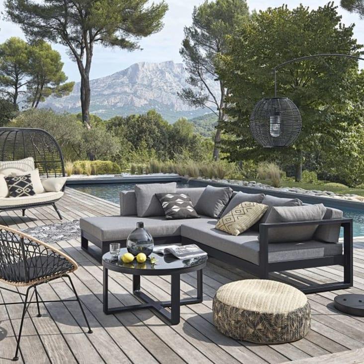 Maisons du Monde Kampala - 2 macetas de jardín ranuradas en negro Alt.64 Limitado a 3 días