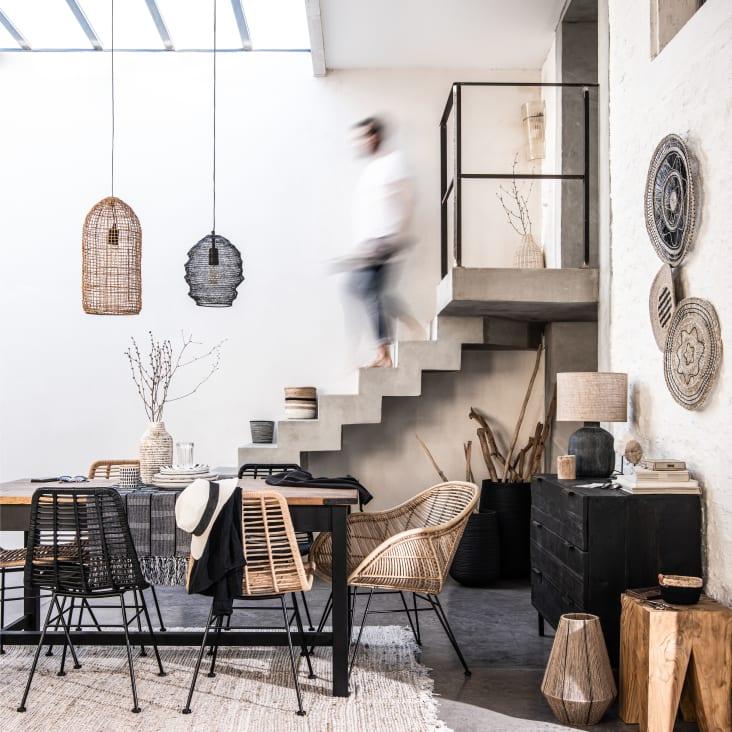 Maisons du Monde Kampala - 2 macetas de jardín ranuradas en negro Alt.64 Limitado a 3 días