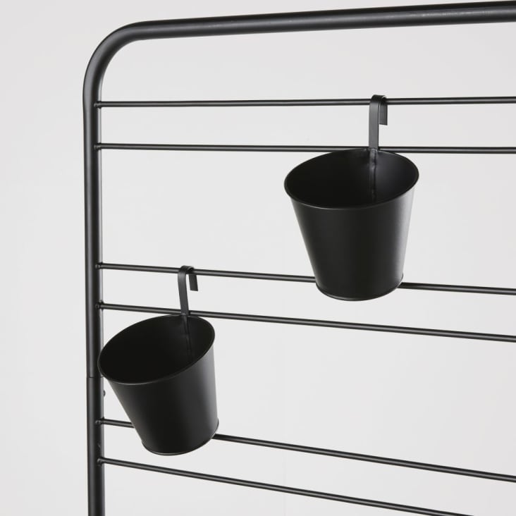 Maisons du Monde AUCKLAND - Jardinera de metal negro con 4 tarros Precios de Black Friday