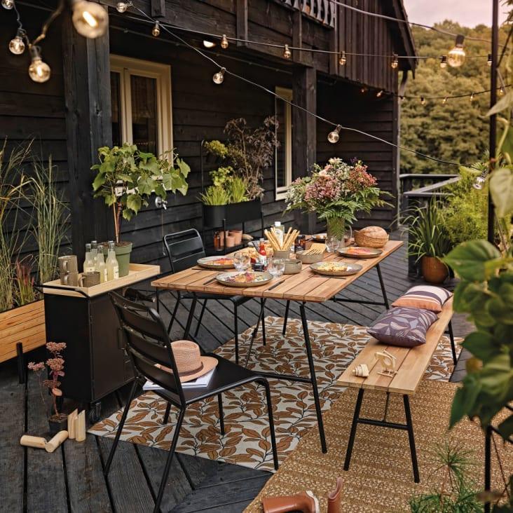 Maisons du Monde AUCKLAND - Jardinera de metal negro con 4 tarros Precios de Black Friday