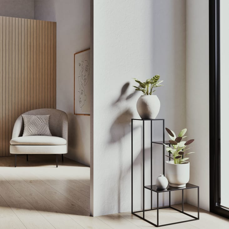 Maisons du Monde LUCIA - Soporte para plantas con diseño de torre en metal negro Libre de impuestos