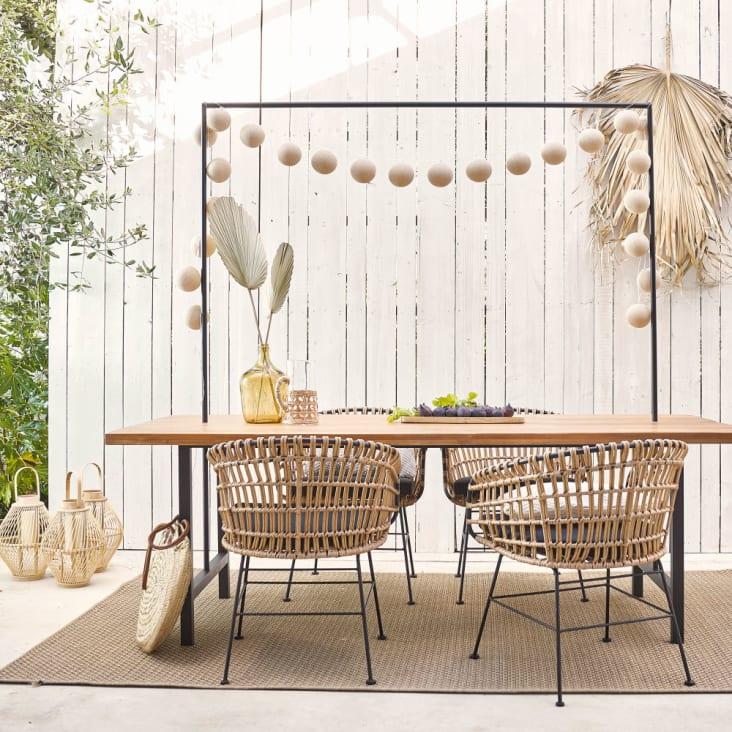 Maisons du Monde MALLORCA - Guirnalda luminosa de algodón beige con 24lucesLED para exteriores L.760 Rebajas de fin de temporada
