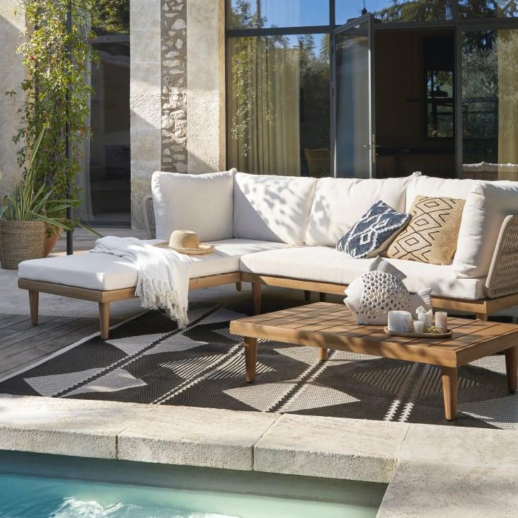 Maisons du Monde ADEM - Alfombra reversible de polipropileno con motivos de triángulos crudos y negros 120x180 En línea