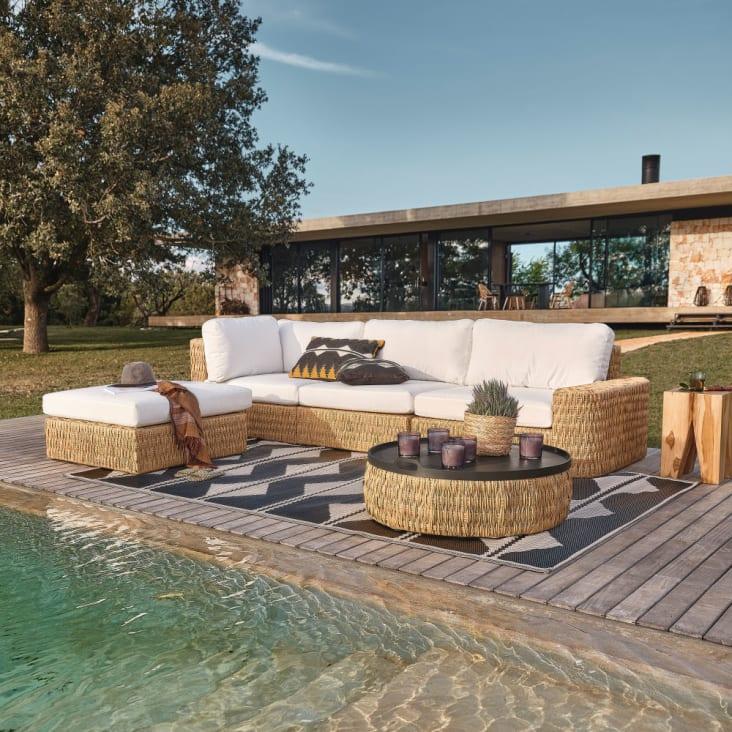 Maisons du Monde ADEM - Alfombra reversible de polipropileno con motivos de triángulos crudos y negros 120x180 En línea