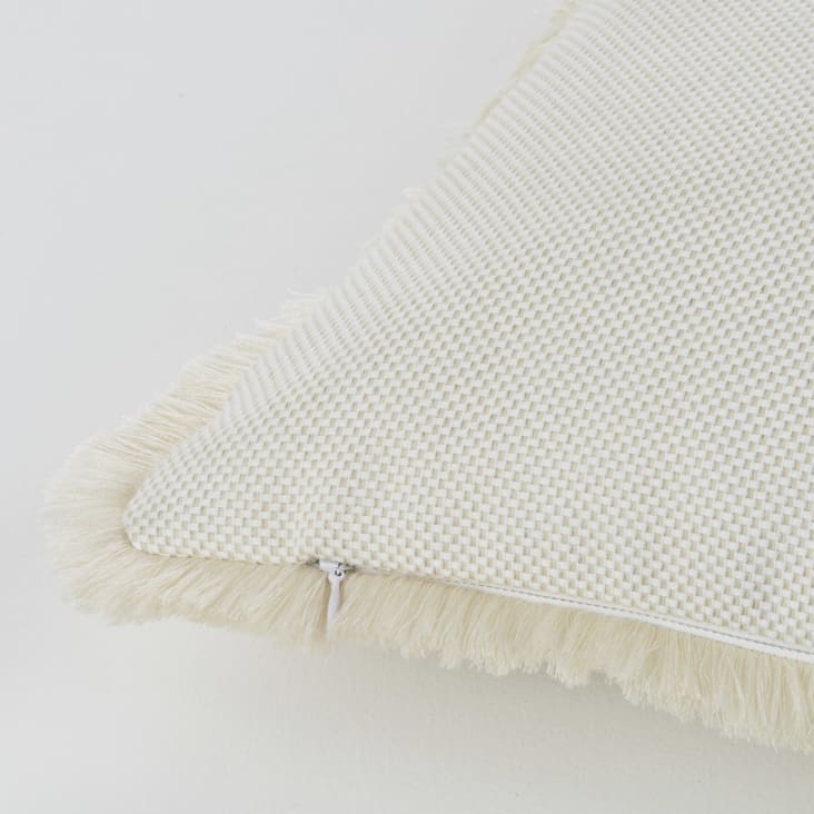 Maisons du Monde ASTREE - Cojín de exterior de poliéster reciclado color crudo con flecos 45 x 45 En oferta