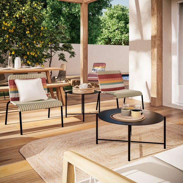 Maisons du Monde ASTREE - Cojín de exterior de poliéster reciclado color crudo con flecos 45 x 45 En oferta