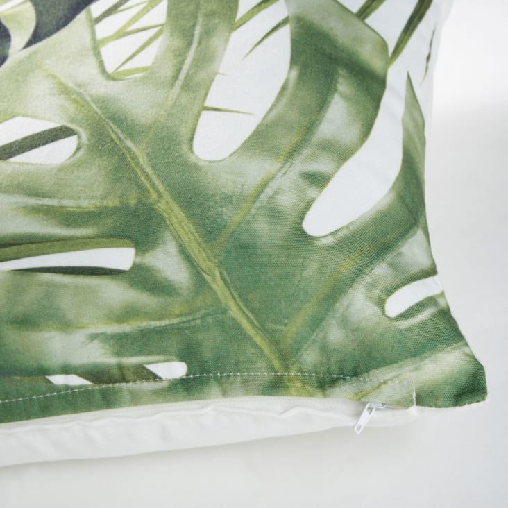Maisons du Monde MADIDI - Cojín blanco con estampado de hojas verde 45x45 Rebajas baratas