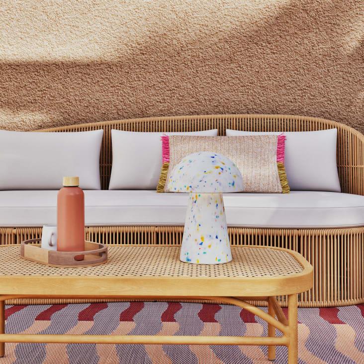 Maisons du Monde Bazan - Cojín de exterior con flecos tricolor Descuento