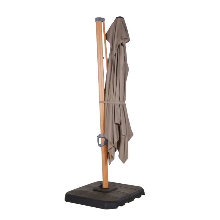 Maisons du Monde Shadow Business - Sombrilla con brazo lateral profesional 3 x 3m de aluminio efecto madera y tela de poliéster reciclado color topo Tienda