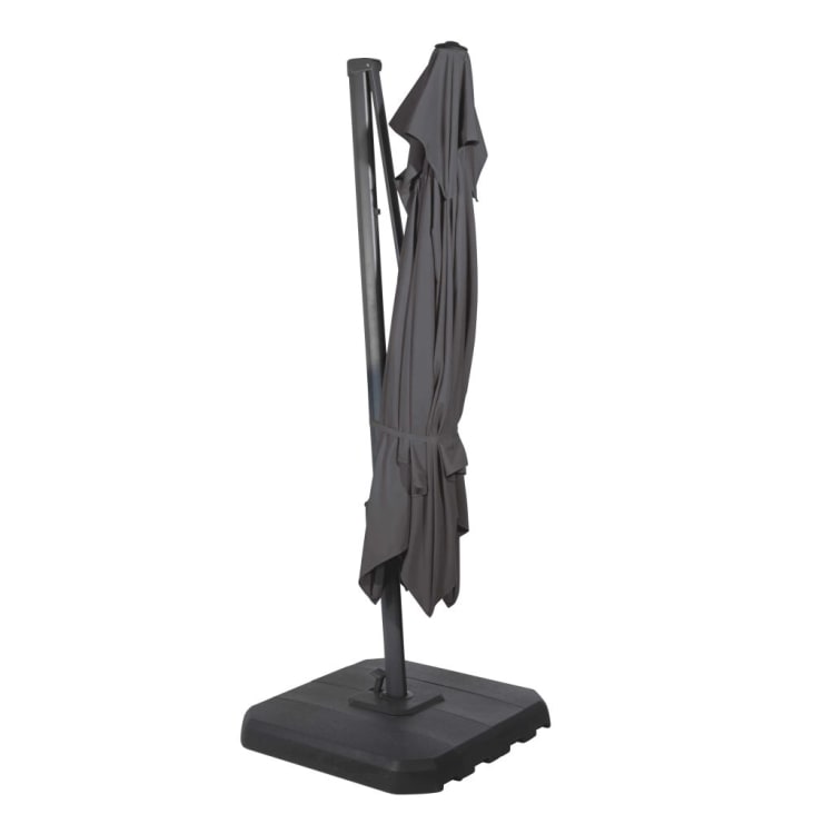 Maisons du Monde Shadow Business - Sombrilla con brazo lateral profesional de aluminio con pata de tela de color gris antracita 3 x 3 m Liquidación