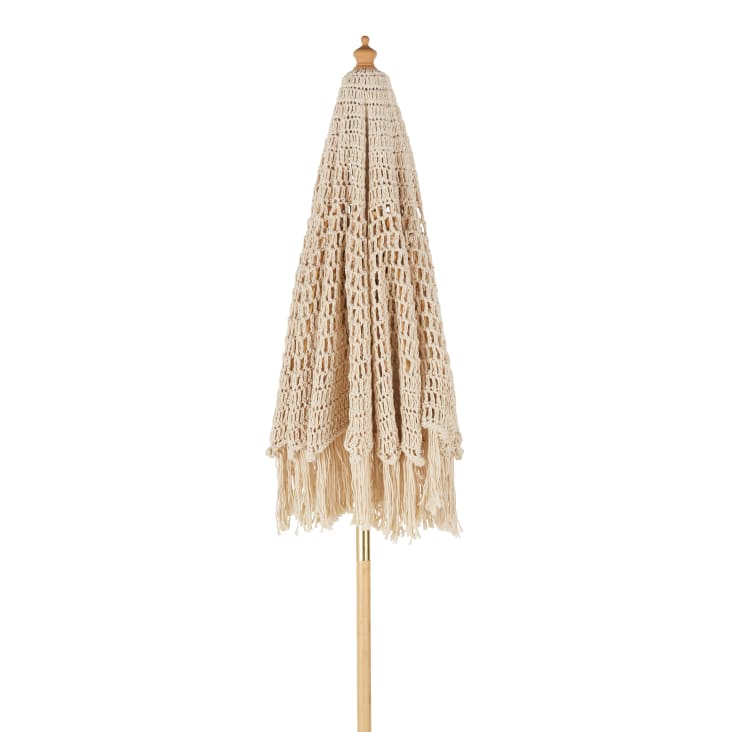 Maisons du Monde Galipolli - Sombrilla de lona beige efecto macramé con flecos Rebajas top