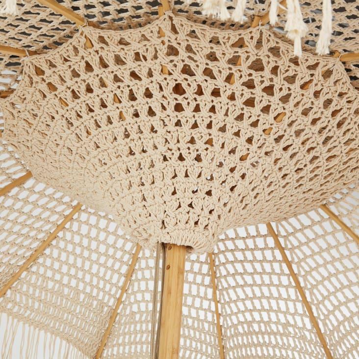Maisons du Monde Galipolli - Sombrilla de lona beige efecto macramé con flecos Rebajas top