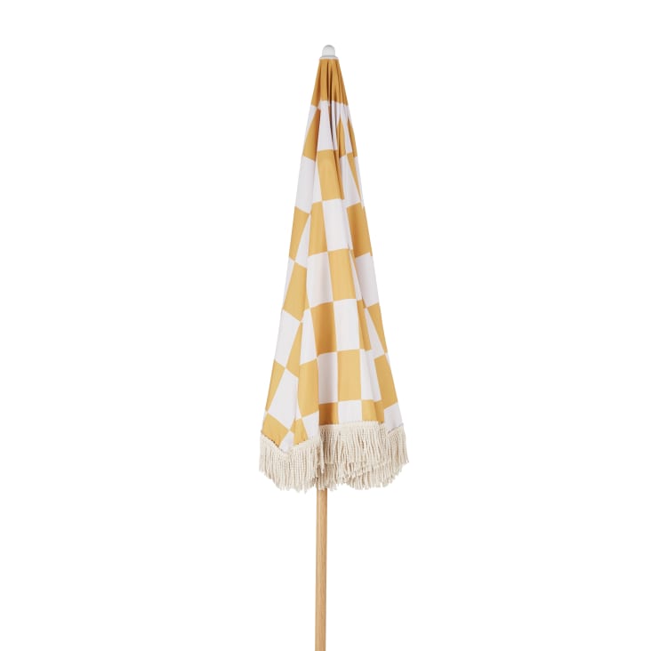 Maisons du Monde Nicosie - Sombrilla de aluminio imitación madera y tela amarillo y blanco Envío gratis