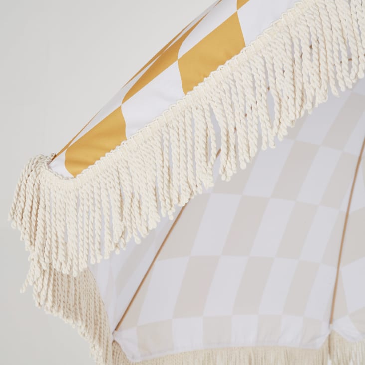 Maisons du Monde Nicosie - Sombrilla de aluminio imitación madera y tela amarillo y blanco Envío gratis