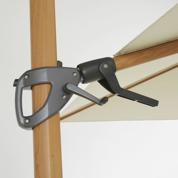 Maisons du Monde Shadow - Sombrilla profesional de aluminio con base de imitación de madera tejido crudo 3m x 3m Últimos 3 días