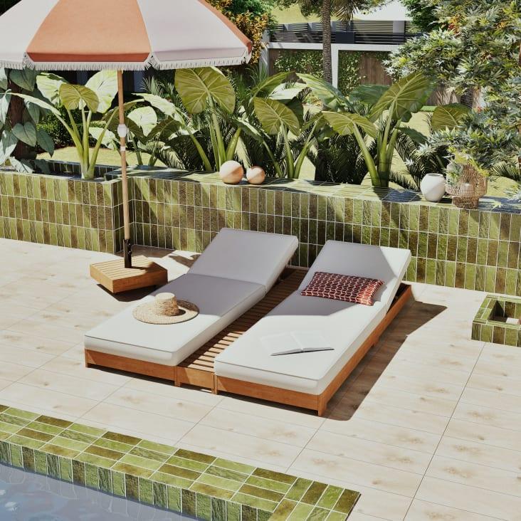 Maisons du Monde Portimao - Pie de parasol de hormigón recubierto de madera de acacia maciza con ruedas 35 kg COMPRAR AHORA